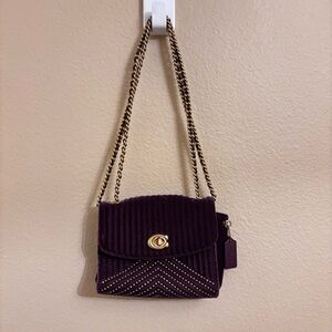 Coach Small Parker Velvet Quilted Plum Shoulder Bag